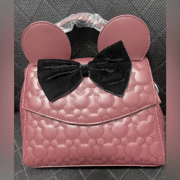 💚💜🌼NWT Loungefly Disney Minnie Mouse Quilted Crossbody Satchel Handbag Purse. - Picture 2 of 11
